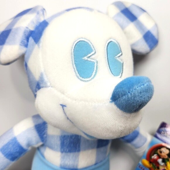 Disney Mickey Mouse Plush Toy Gingham Sega Series 1 Pie Eye Blue Check - Picture 2 of 8